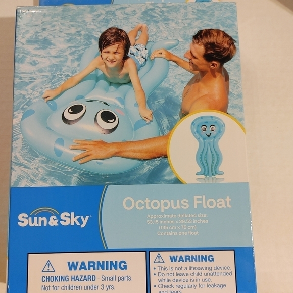 NWT (NEW) Sun & Sky Octopus Float For Children 53" X 29" - Picture 2 of 6